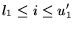 $l_1 \leq i \leq u'_1$