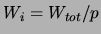 $W_i = W_{tot}/p$